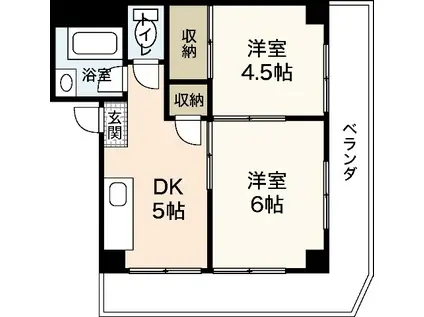 レーベンカワムラ(2DK/1階)の間取り写真