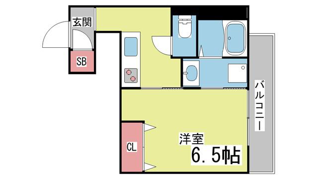 リュミエール ドゥース(1K/2階)の間取り写真