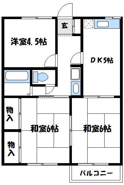 ガーデンオオツ(3DK/1階)の間取り写真