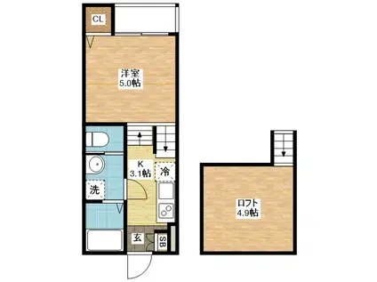 SIGNPOST弥生(1SK/1階)の間取り写真
