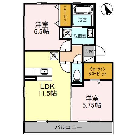 CLARINET K205 (2LDK/2階)の間取り写真