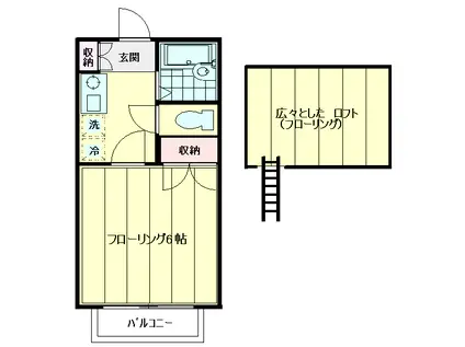 第2小金井サニーハイツ(1K/2階)の間取り写真