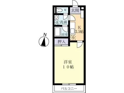 サンロードKAWAI(1K/1階)の間取り写真