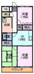 セントラルハイツ植田(3DK/1階)の間取り写真
