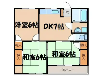 ディア・ホームC棟(3DK/1階)の間取り写真