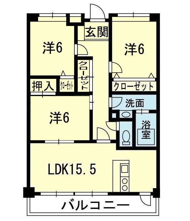 フラワーマンション城西(3LDK/7階)の間取り写真