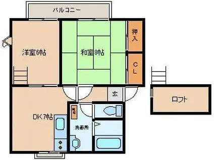 プロローグ辰野(2DK/2階)の間取り写真
