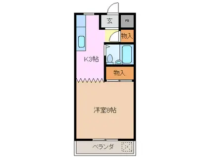 メゾン・ド・アリアケ(1K/3階)の間取り写真