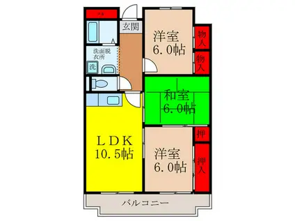 パルテール五月台(3LDK/1階)の間取り写真