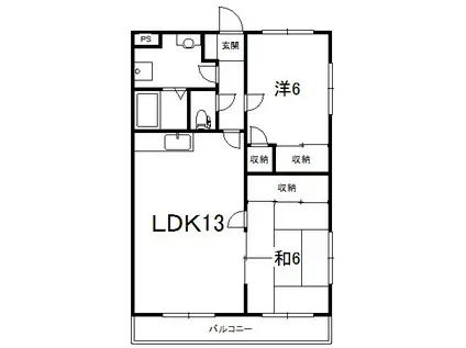 エーデルハイム(2LDK/1階)の間取り写真