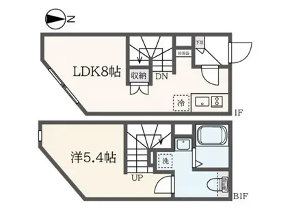 タスキSMART不動前II(1LDK/1階)の間取り写真
