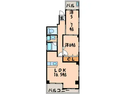 赤田ビル(2LDK/1階)の間取り写真