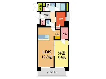 シャーメゾン川西中央(1SLDK/6階)の間取り写真