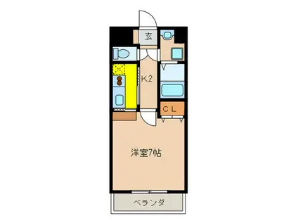 リバーサイド東比恵(1K/5階)の間取り写真