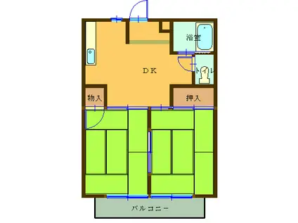 シティハイツ雅人B(2DK/2階)の間取り写真