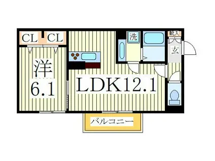 ティアラIII(1LDK/1階)の間取り写真