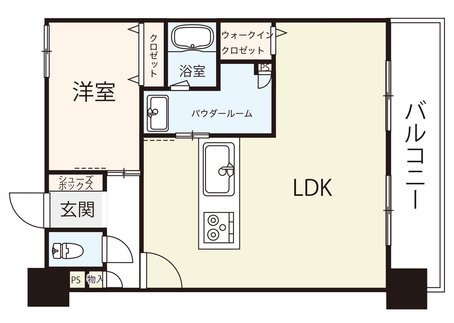 アルファゲートタワー福山駅前(1LDK/7階)の間取り写真