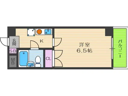 おおきに北梅田サニーアパートメント(1K/4階)の間取り写真