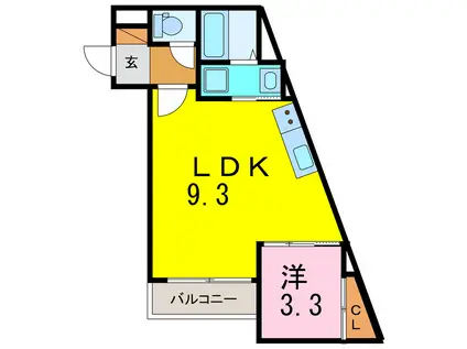ドルフ 三河安城(1LDK/1階)の間取り写真