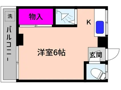 榊山ハイツ(ワンルーム/2階)の間取り写真