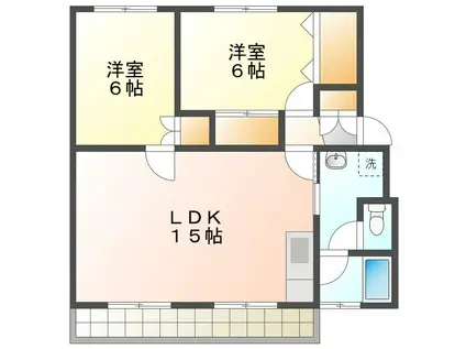 フラワーマンション(2LDK/1階)の間取り写真