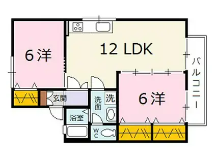 グランディール濱本B(2LDK/1階)の間取り写真