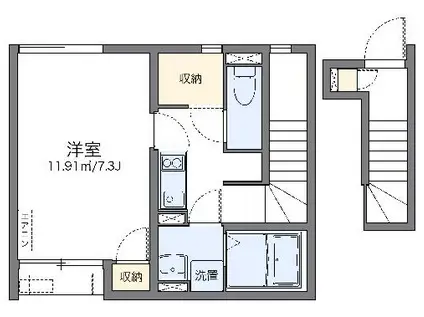 レオネクストラシーヌ弐番館(1K/2階)の間取り写真