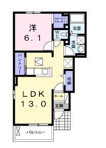シルフィード津之郷(1LDK/1階)の間取り写真
