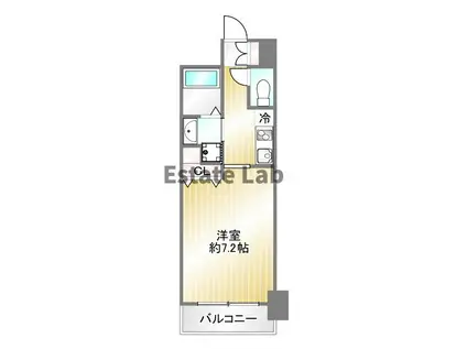 レジデンス神戸グルーブHARBORウエスト(1K/2階)の間取り写真