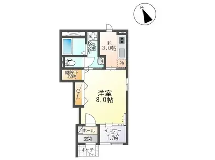 エバーガーデン(1K/1階)の間取り写真