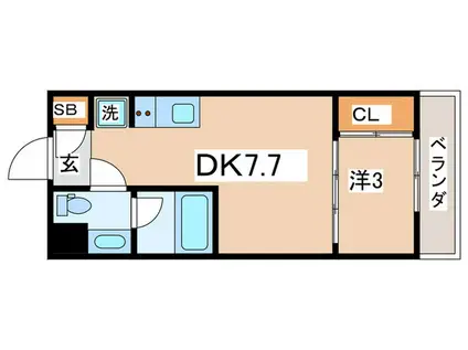 スパシエベルタ板橋本町(1DK/1階)の間取り写真