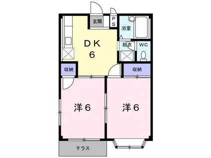 サンライズ永原B(2DK/1階)の間取り写真