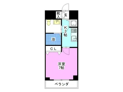 南海サザンコート行徳(1K/1階)の間取り写真