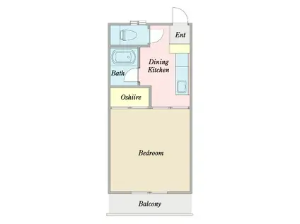 グランデール北上3号棟(1DK/2階)の間取り写真