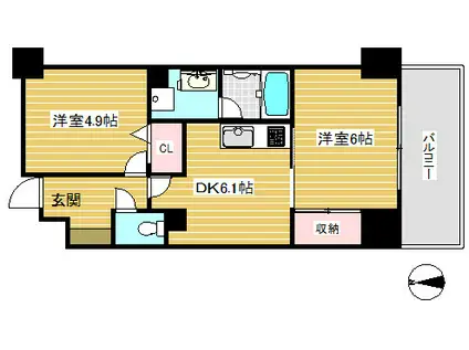 ライオンズプラザ神戸(2DK/7階)の間取り写真