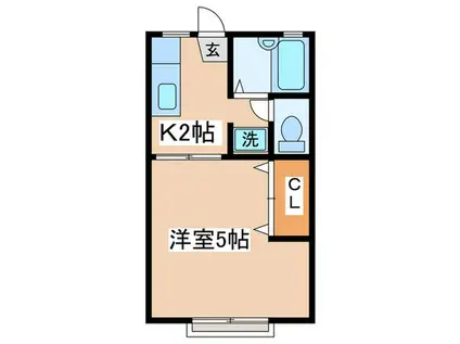 ふれあいタウンA棟(1K/1階)の間取り写真