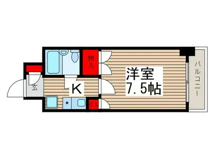 ベルシティ(1K/6階)の間取り写真