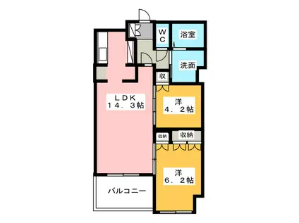 アートフォルム元城(2LDK/3階)の間取り写真