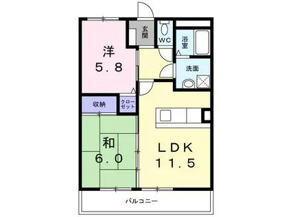 メゾンドシャルマンJ&S(2LDK/2階)の間取り写真