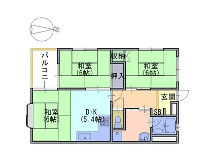 クロカワビル(3DK/3階)の間取り写真