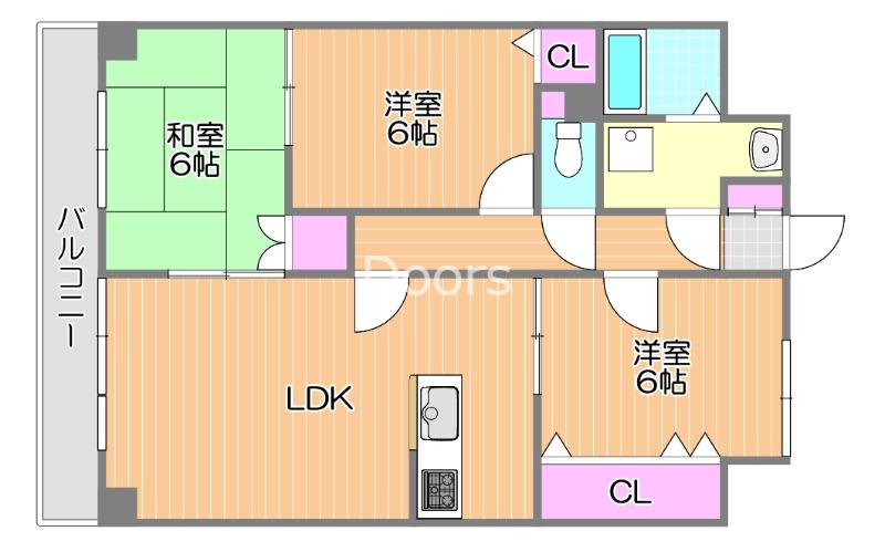 はなはうす門田本町(3LDK/5階)の間取り写真