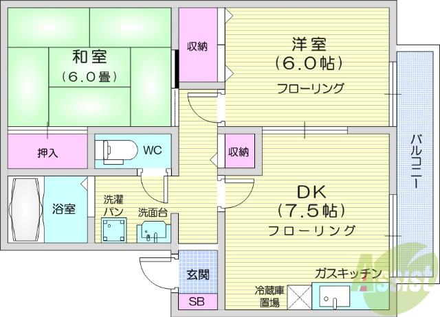 PARCROSETTE Ⅱ(2DK/2階)の間取り写真