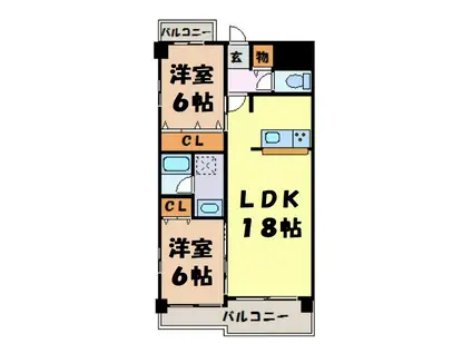 HILL PALACE IKAI(2LDK/8階)の間取り写真