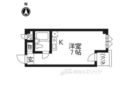 トライヤード(ワンルーム/2階)の間取り写真