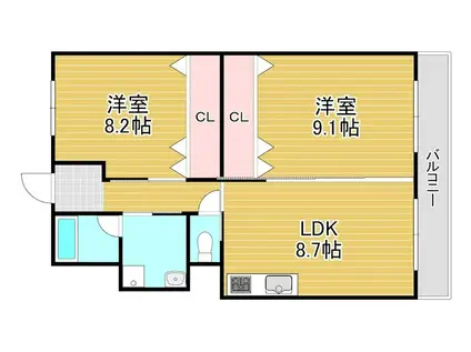 マリンパレス東陽(2LDK/5階)の間取り写真