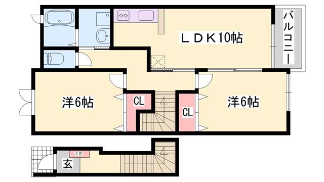 アウローラ(2LDK/2階)の間取り写真