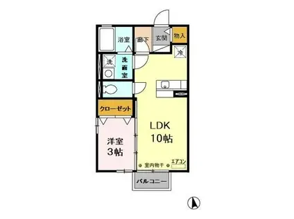 カーサ・ヴィオラA・B(1LDK/2階)の間取り写真