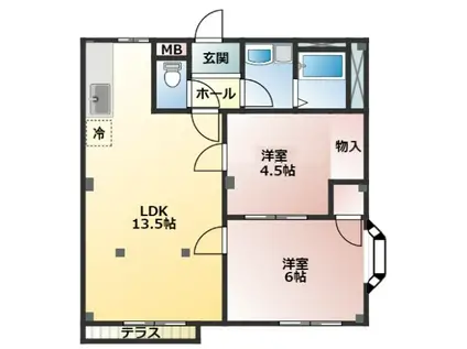 エルディム希望(2LDK/2階)の間取り写真