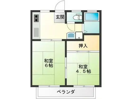 アーバンライフII(2K/2階)の間取り写真