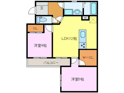 カシオペア(2LDK/1階)の間取り写真